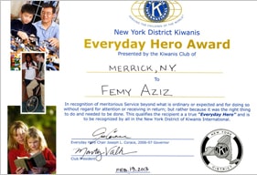 Kiwanis Everyday Hero Award certificate