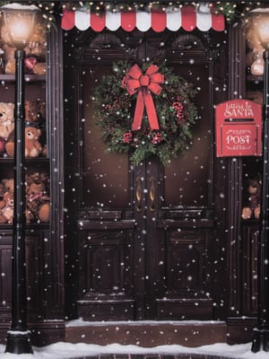 Candy cane Christmas backdrop empty set