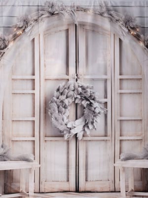 Gold glam bokeh holiday backdrop empty set