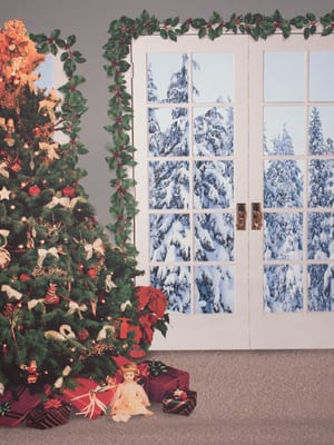Classic red green holiday backdrop empty set